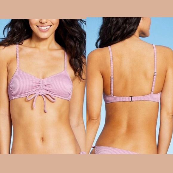 NWT $38 Xhilaration‎ Metallic Ribbed Cinched Bikini Top + Bottom [ XS ] - Picture 5 of 16